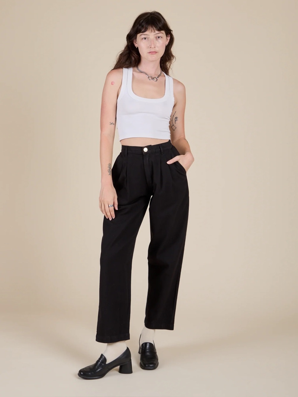 Big Bud Press Black High-Waist Pleated Trousers